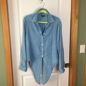 Denim tie front button front crop shirt x/l